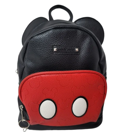 Disney mickey mouse mini backpack with ears. Faux black and red leather. Disney Mickey Mouse Ears Red & Black Suit Mini Fashion  main image 3